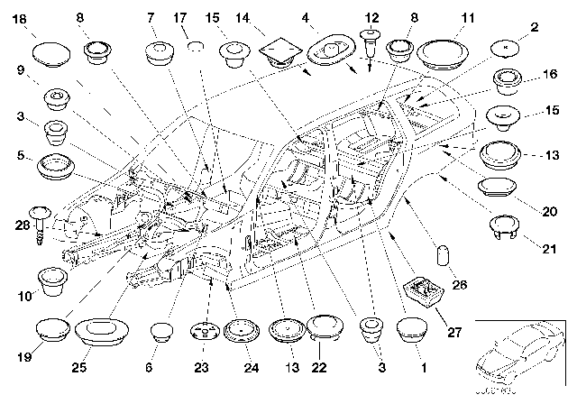 2003 BMW 325i  Blind Plug Diagram for 07147161442