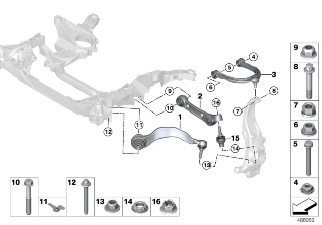 2019 BMW M5  Bottom Rubber Mount Wishbone, Left Diagram for 31107857013