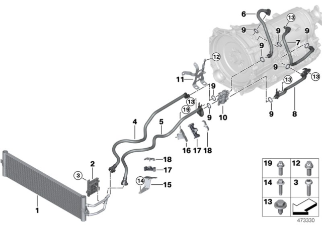 2019 BMW 740e xDrive  Transmission Oil Cooler Diagram for 17218619386