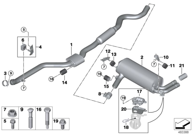 2018 BMW 330i GT xDrive  Rear Muffler Diagram for 18308643271