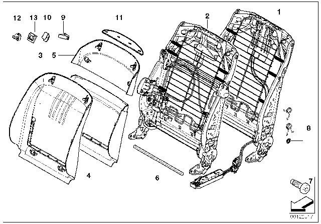 2005 BMW 745i  Backrest Frame Electrical. Fa Diagram for 52107069739