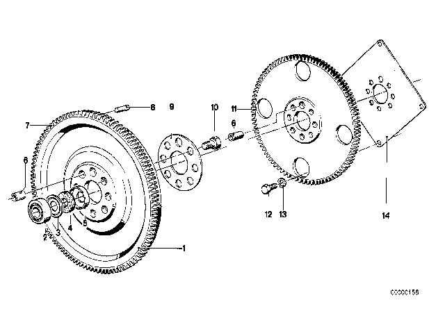 1986 BMW 528e  Flywheel Diagram for 11221273153