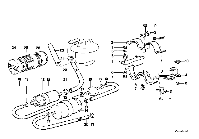 1983 BMW 633CSi  Support Shackle Diagram for 16121152308