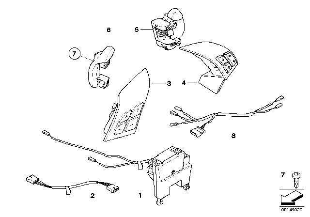 2005 BMW 645Ci  Mfl Switch, Right Diagram for 61316968574