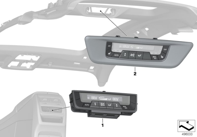 2019 BMW X7  CLIMATE CONTROL PANEL, REAR Diagram for 61319490545
