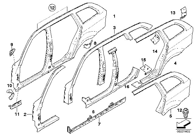 2008 BMW 328i  Column A Exterior, Left Diagram for 41217145093