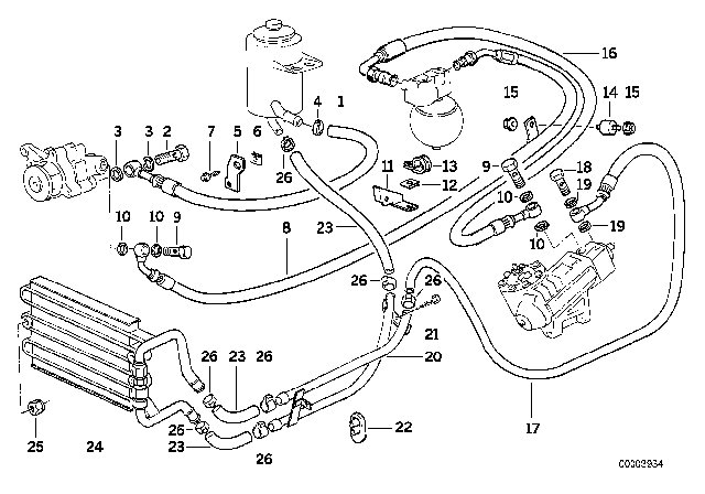 1995 BMW 840Ci  Pressure Hose Assembly Diagram for 32411140116