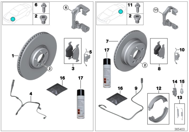2018 BMW X6  Brake-Front Pads Diagram for 34116865868