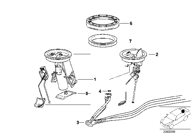 1998 BMW 328is  Sedan Fuel Level Sensor Left Diagram for 16146758255