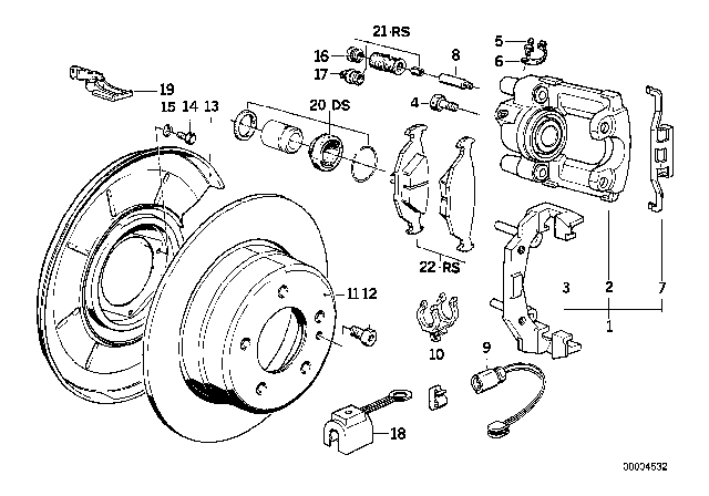 1988 BMW 750iL  Rear Disc Brake Pad Repair Kit Diagram for 34211160198