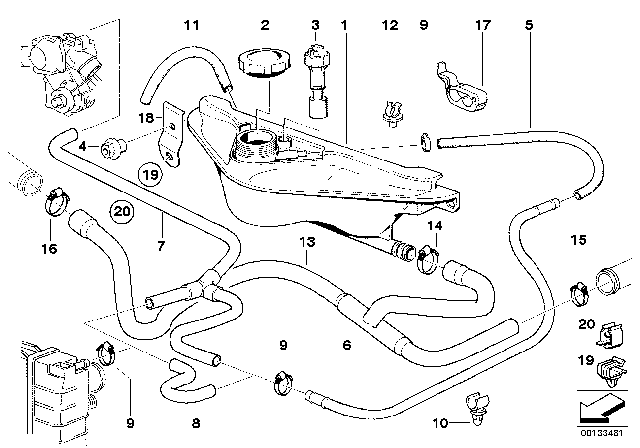 1994 BMW 750iL Levelling Switch Radiator Diagram for 61311378320