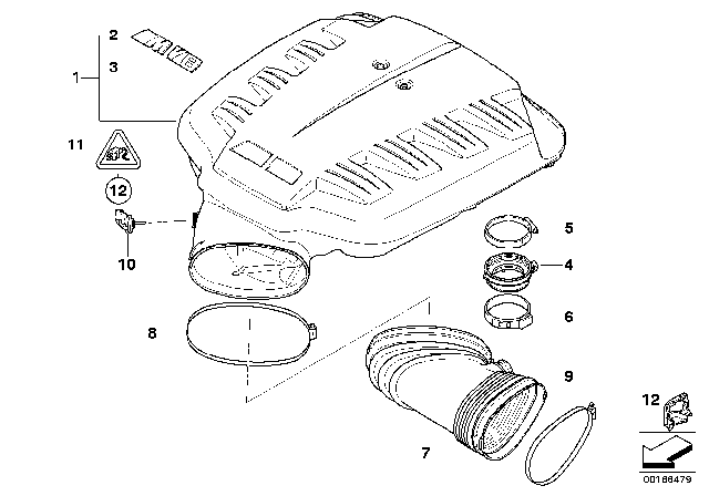 2009 BMW M3  Engine Cover Emblem Diagram for 11617837739