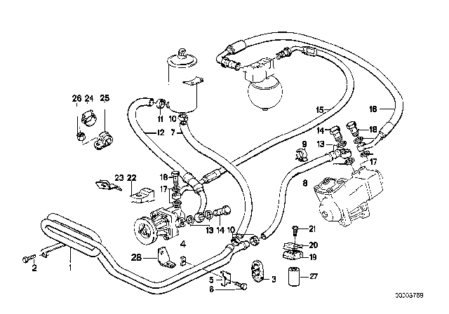 1989 BMW 750iL  Pressure Hose Assembly Diagram for 32411139507