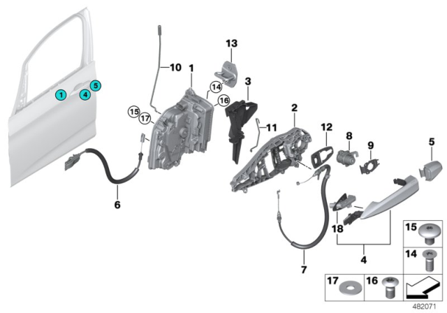 2019 BMW X2 Bowden Cable, Door Opener, Front Diagram for 51218492787
