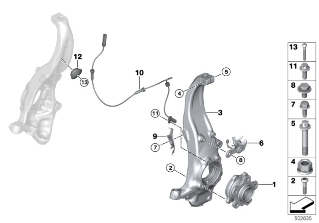 2018 BMW 530i  Abs Wheel Speed Sensor Diagram for 34526859589