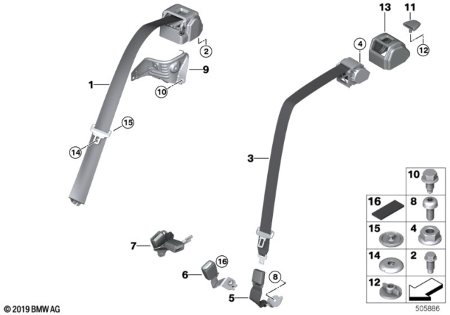 2020 BMW M235i xDrive Gran Coupe  Hex Bolt Diagram for 07119906977