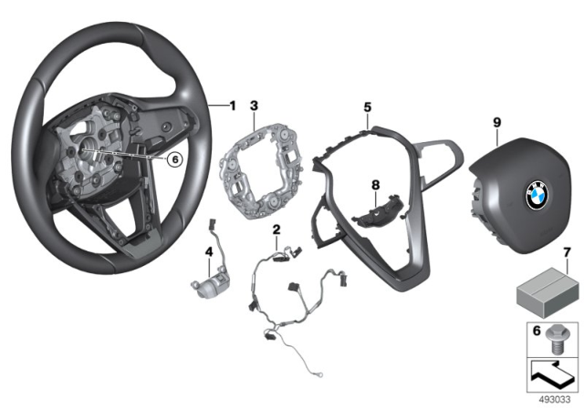 2020 BMW 540i xDrive  DECOR TRIM COVER, STEERING W Diagram for 32309474778