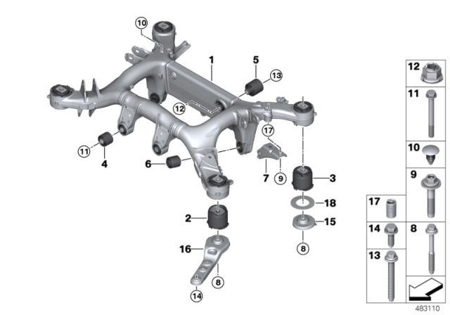 2020 BMW M8  RUBBER MOUNTING Diagram for 33326861113