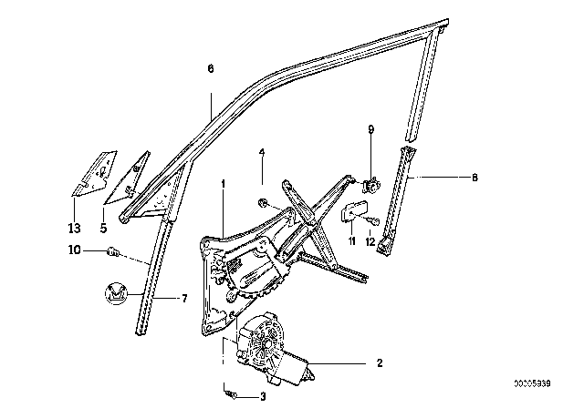 1990 BMW 750iL Window Motor Left Diagram for 51331388611