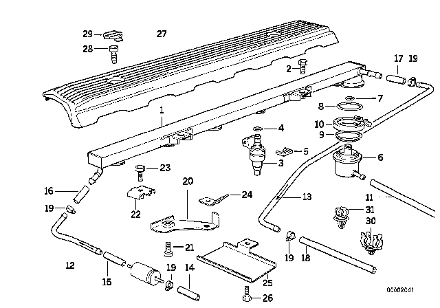1995 BMW 320i  Kit For Fuel Hose And Clamp Diagram for 13311743557