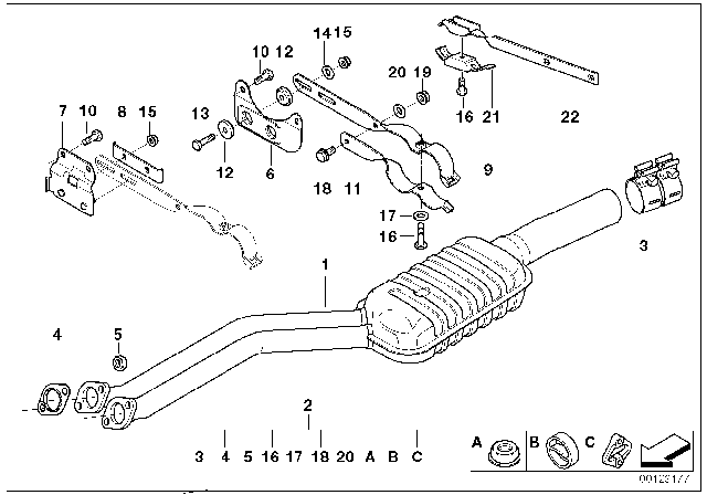 1999 BMW Z3  Set Of Add-On Parts, Silencer Diagram for 18210151438