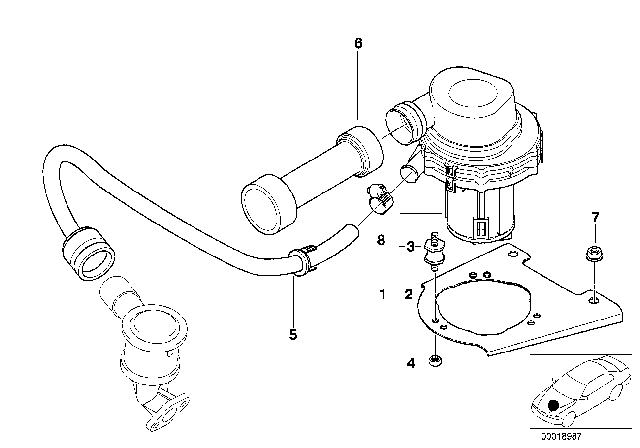 2001 BMW Z3  Pressure Hose Assy Diagram for 11721437884