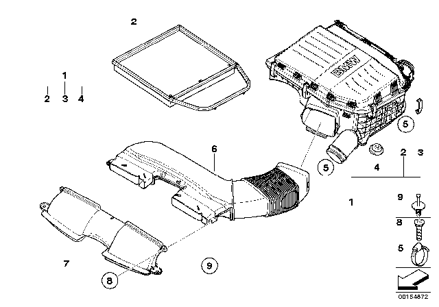 2007 BMW 335i  Intake Silencer Diagram for 13717556547