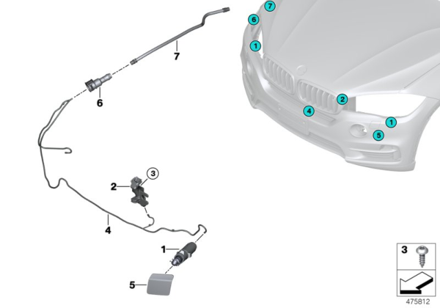 2017 BMW X6 Hose Line, Headlight Cleaning System Diagram for 61677292655