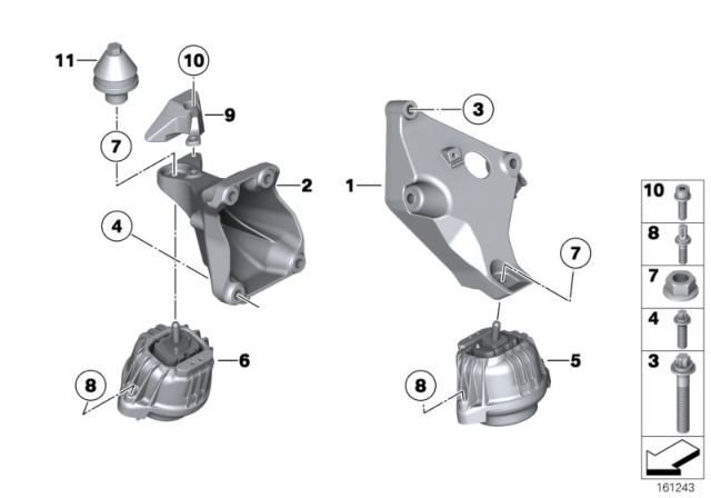 2014 BMW 328d xDrive  Engine Mount Right Diagram for 22116856184