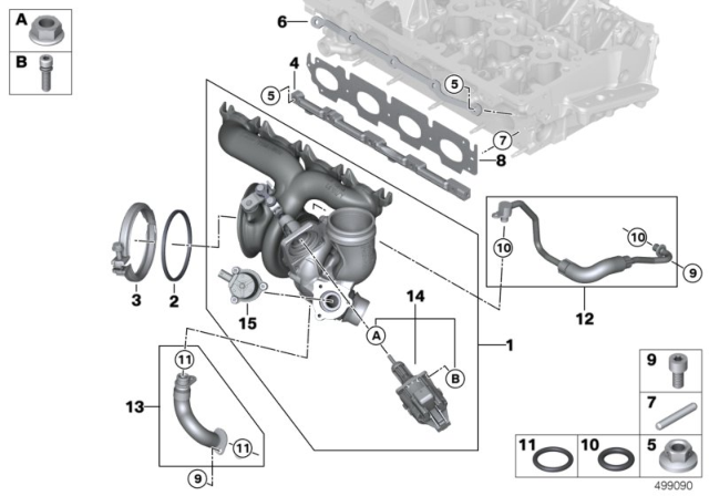 2020 BMW X2  EXCHANGE TURBOCHARGER WITH E Diagram for 11658662074