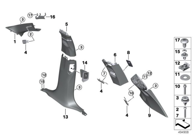 2020 BMW X7  D-PILLAR TRIM, ALCANTARA RIG Diagram for 51448076500
