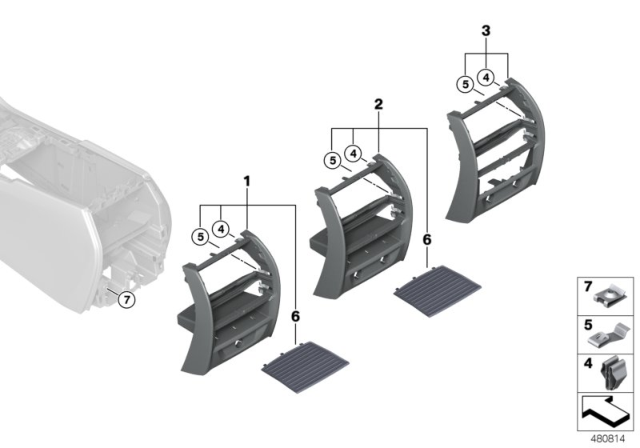 2019 BMW 530e  COVER CENTRE CONSOLE, REAR Diagram for 51169461765