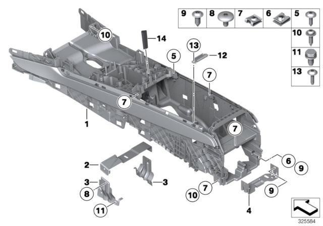 2012 BMW 740i  Carrier, Trims, Centre Console Diagram for 51169171243