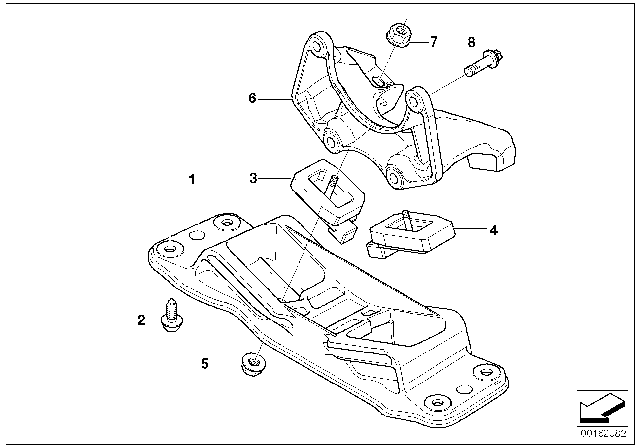 2007 BMW 525i  Manual Trans Mount Diagram for 22316774004