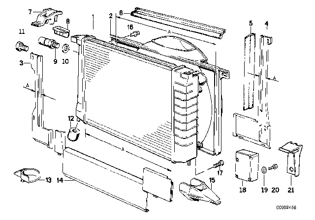 1989 BMW 735iL  Fan Shroud Diagram for 17111723327