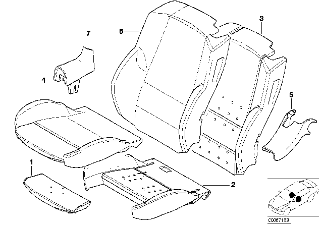 2002 BMW M3  Seat Upholstery, Left Diagram for 52108267393