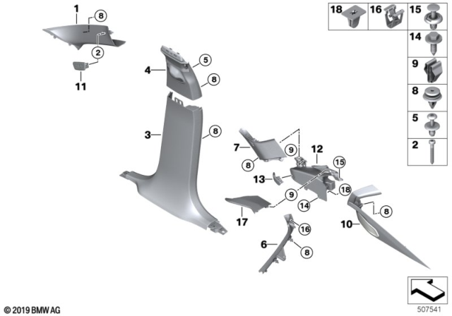 2020 BMW X6  COVER COLUMN C LEFT Diagram for 51437949837