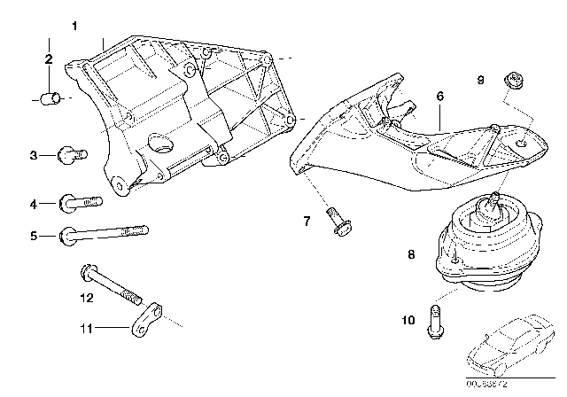 2002 BMW X5  Support For Air Conditioner.Compress.Supp.Bracket Diagram for 64551438601