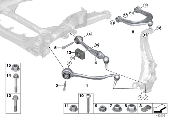2019 BMW X5  Left Tension Strut With Rubber Diagram for 31106878073