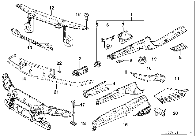 1993 BMW 325i Front Panel Diagram for 41331977940