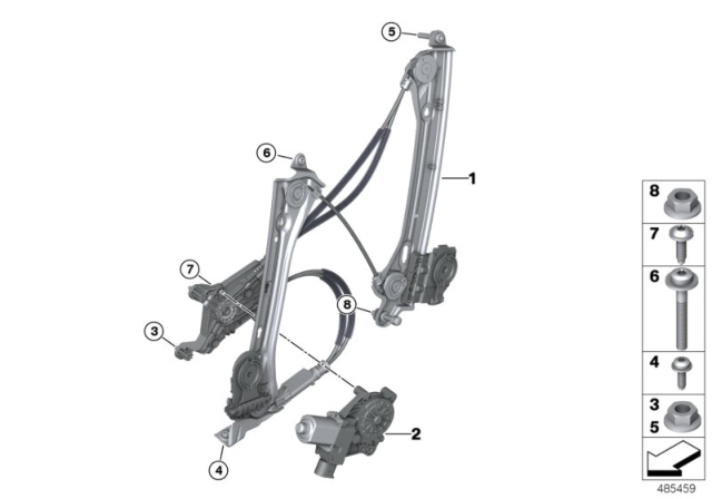 2020 BMW i8  Front Left Window Regulator Diagram for 51337487911