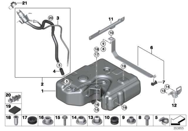 2015 BMW 740Ld xDrive  Filler System Scr Diagram for 16197287105
