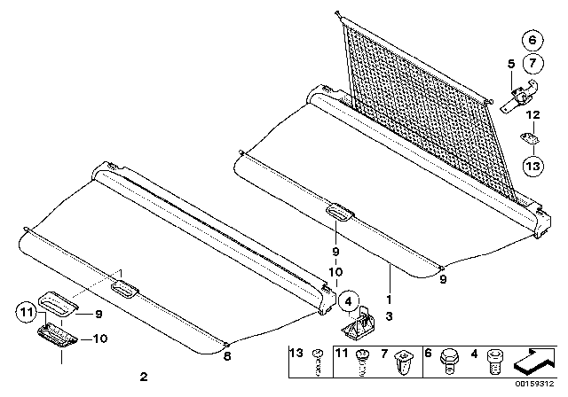 2012 BMW X5 M  Cargo Cover/Anthracite Diagram for 51476955873