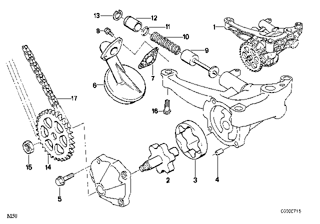 1994 BMW 525i  Oil Pump Diagram for 11411740155
