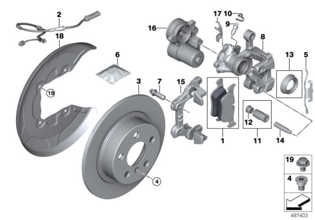 2018 BMW X2  Brake Caliper Actuator Rear Left Diagram for 34206883033