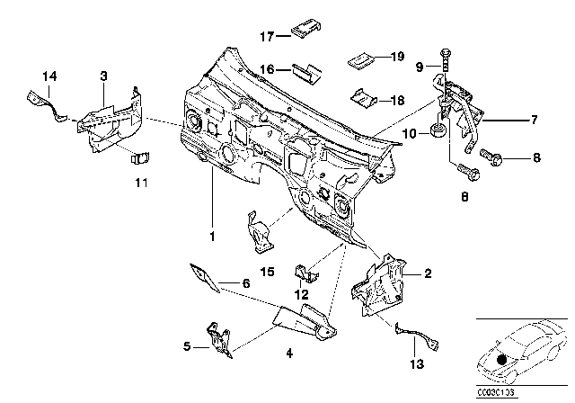 2001 BMW 750iL Cover Panel, Engine Compartment, Right Diagram for 41138150646