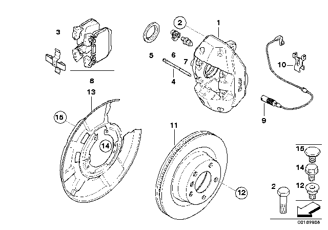 2010 BMW 328i Repair Set Brake Caliper Diagram for 34216780515