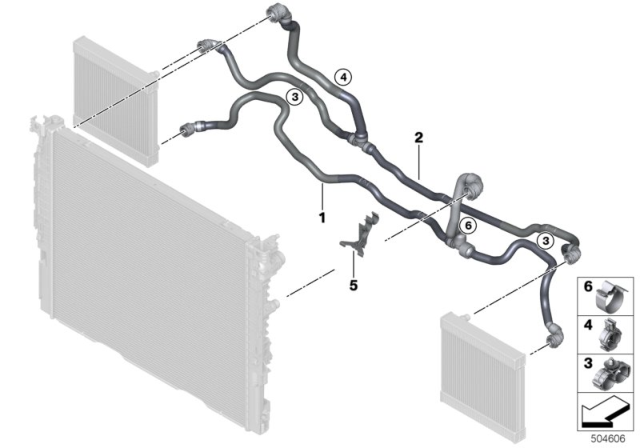 2020 BMW 840i xDrive  Lower Radiator Coolant Hose Diagram for 17128602862