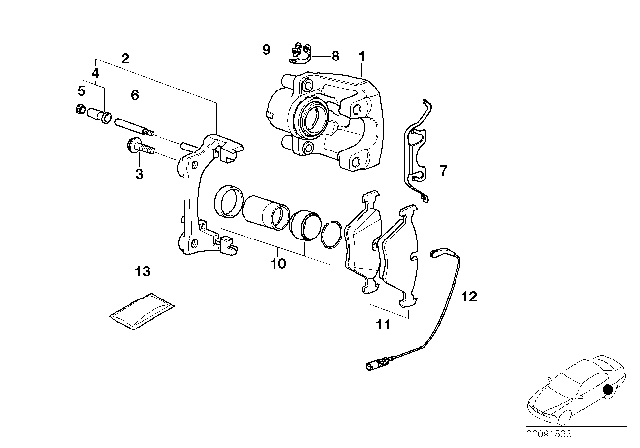 2001 BMW Z8  Brake Caliper Left Diagram for 34216750695