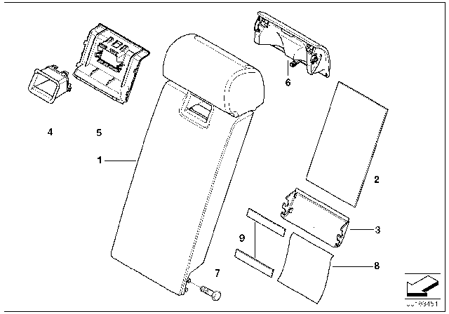 2005 BMW X3 Hook And Loop Fastener Diagram for 52203410503